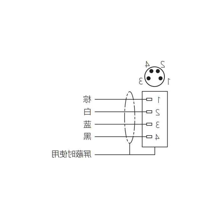 M8 4Pin、公头90°、单端预铸电缆、防焊渣PUR材质、橙色护套、63T581-XXX